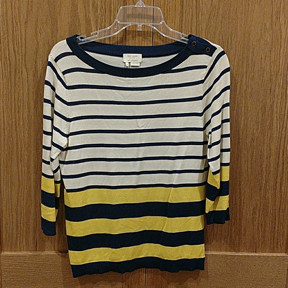 Kate Sp Navy blue, yellow boat ⛵neck sweater
